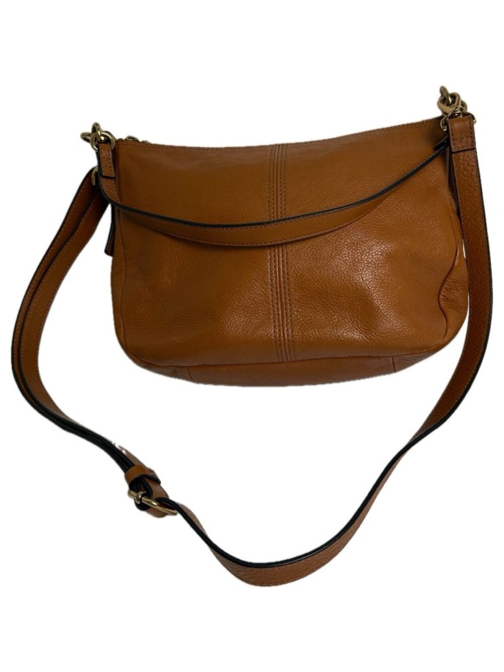 Fossil Jolie Leather Crossbody Purse Adjustable strap Carmel brown color￼